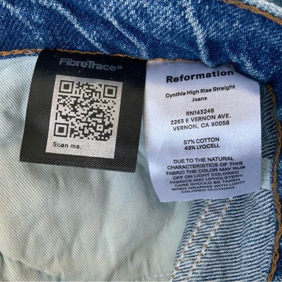 NWT REFORMATION Jeans Cynthia High Rise Straight Blue Size 26 - Picture 10 of 14